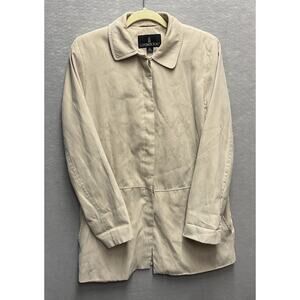 London Fog RN34460 Size Woman’s M Lightweight Jacket Beige Button Down Lined